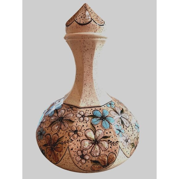 Handcrafted Floral Ceramic Vase Retro Speckled Pattern & Playful Design - Picture 1 of 7